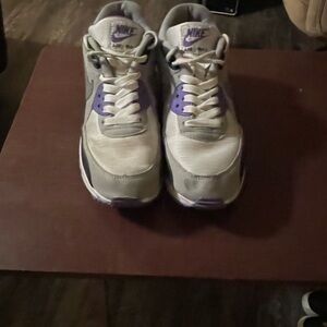 Nike Air Max White and Purple Athletic Shoes